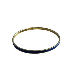 Vintage Goldtone Blue Enamel Bangle Bracelet 8.25 inches